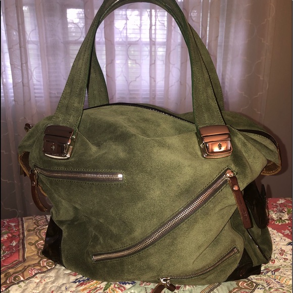 Pauric Sweeney Italian Suede & Leather Buckle Bag - Picture 2 of 16